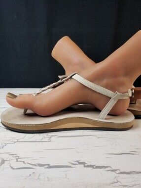 Rainbow T-Street Sandals w/ Ankle Strap in Off White - Women's size S 5.5 to 6.5